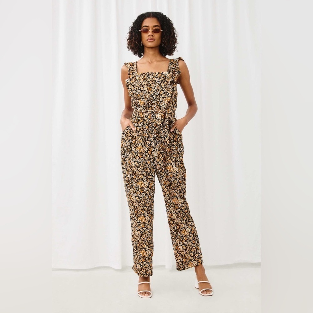 Hayden Belted Ruffle Shoulder Jumpsuit Size 3X